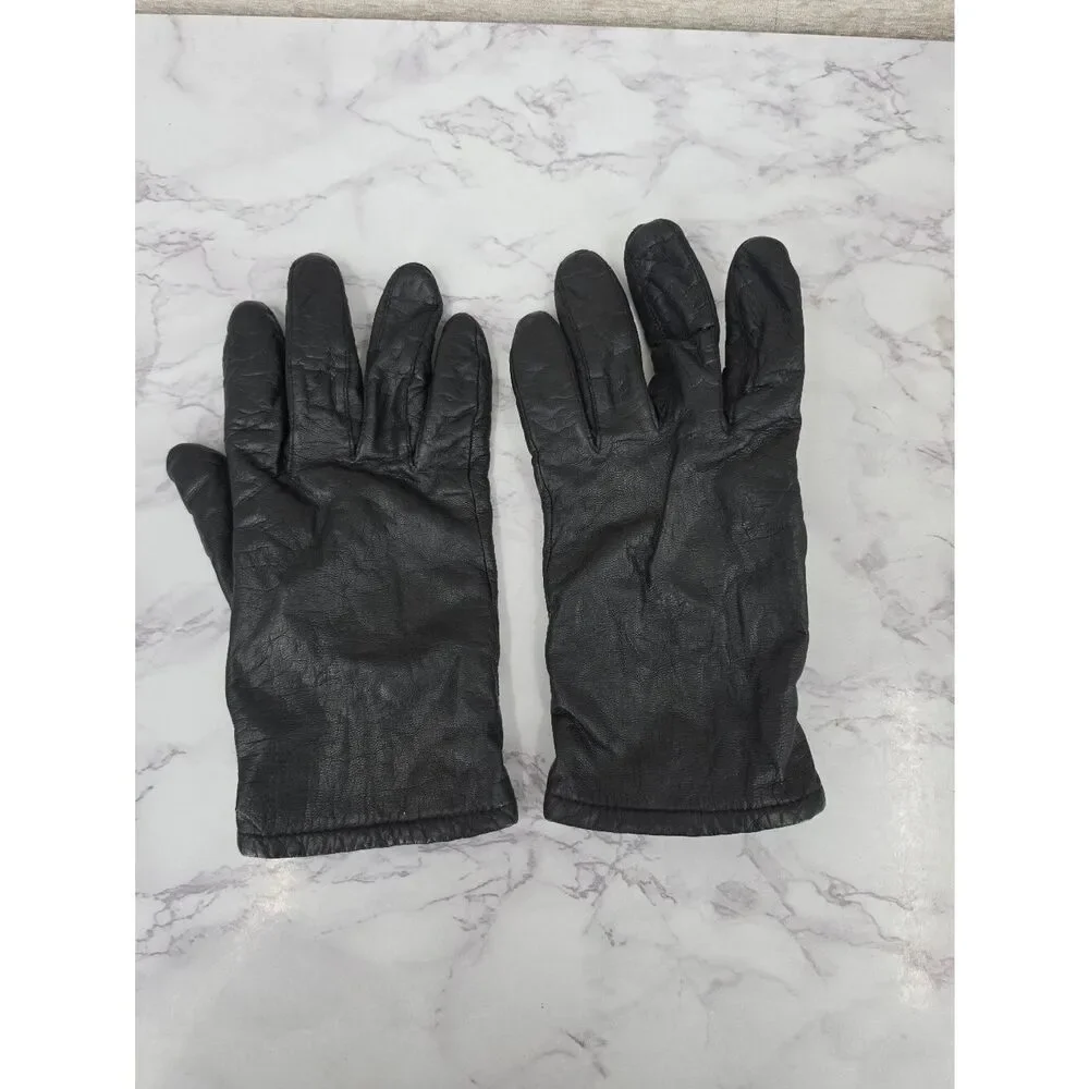Fownes Short Black Leather Driving Gloves